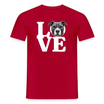 LOVE Staffy Bull Terrier Dog Dog Lover Funny - Men's T-Shirt - red - Front - AI Model Male 178 dark (178cm)