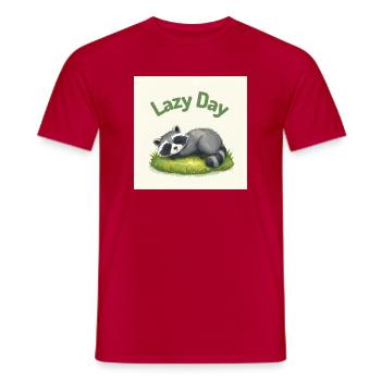 Waschbär in Ruhe - Männer T-Shirt - Rot - Vorne - AI Model Male 178 dark (178cm)