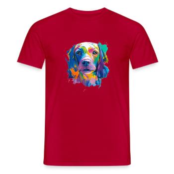 Vizsla Dog Pop Art Porträt Farbenfrohe Tierkunst - Männer T-Shirt - Rot - Vorne - AI Model Male 178 dark (178cm)