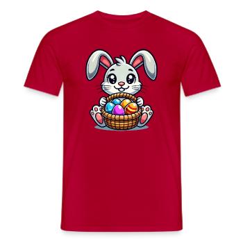 Easter bunny with colorful eggs - Men's T-Shirt - red - Front - AI Model Male 178 dark (178cm)