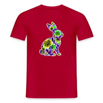 Hase Silhouette Blumen - Männer T-Shirt - Rot - Vorne - AI Model Male 178 dark (178cm)