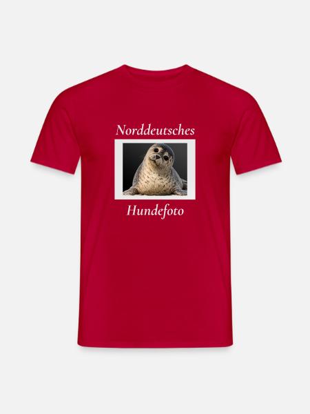 Norddeutsches Hundefoto Lustiger Seehund Nordsee - Männer T-Shirt - Rot