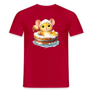 Cute mouse bathing - Men's T-Shirt - red - Front - AI Model Male 178 dark (178cm)