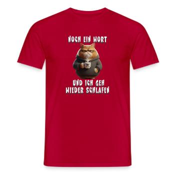 Lustiges Katzen Schlafshirt für Morgenmuffel - Männer T-Shirt - Rot - Vorne - AI Model Male 178 dark (178cm)