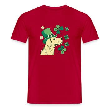 Labrador Dog with Green Hat and Shamrocks - Men's T-Shirt - red - Front - AI Model Male 178 dark (178cm)