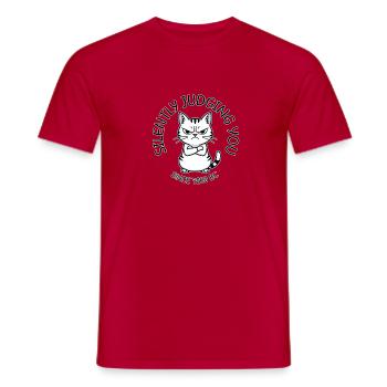 Cat Judge Since 7500 BC - Men's T-Shirt - red - Front - AI Model Male 178 dark (178cm)