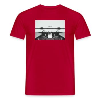 Conception d’affiche d’une première machine à écrire - T-shirt homme - rouge - Devant - AI Model Male 178 dark (178cm)