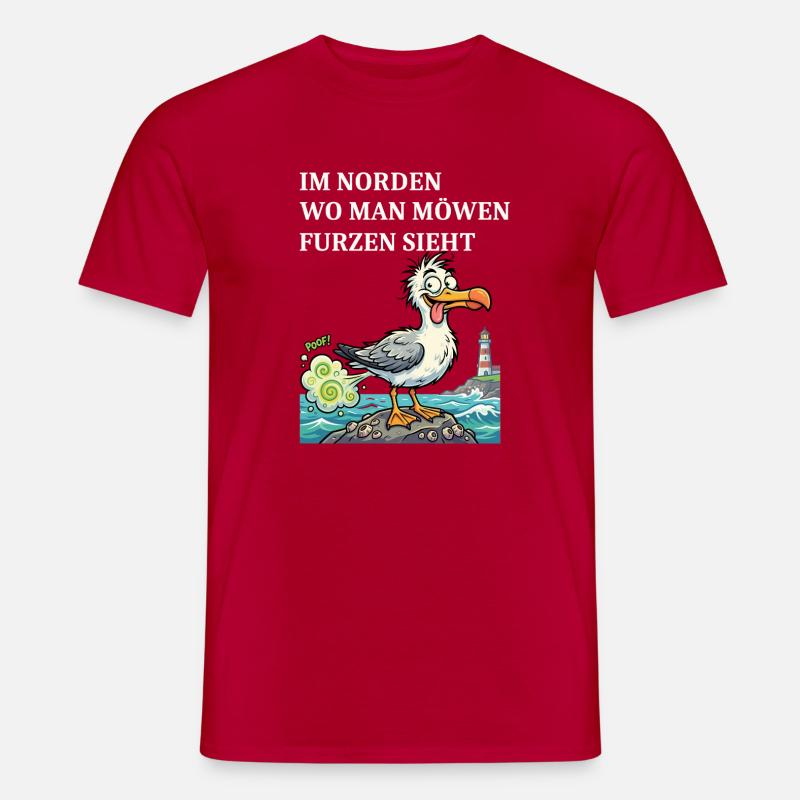 Norddeutscher Humor Spruch Möwe - Männer T-Shirt - Rot