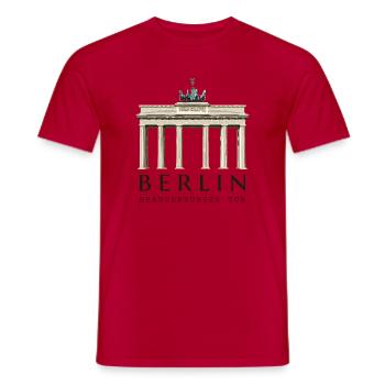 Porte de Berlin Brandebourg dessinée à la main - T-shirt homme - rouge - Devant - AI Model Male 178 dark (178cm)