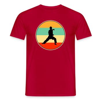 Silhouette rétro Karaté Arts martiaux Sunset - T-shirt homme - rouge - Devant - AI Model Male 178 dark (178cm)