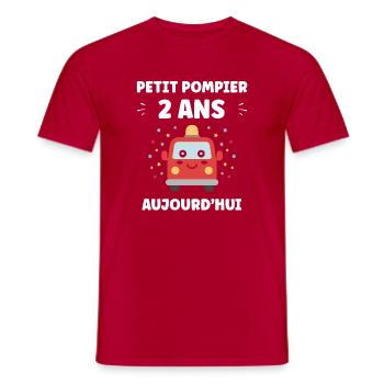 Petit Pompier 2 Ans Aujourd'hui - T-shirt homme - rouge - Devant - AI Model Male 178 dark (178cm)