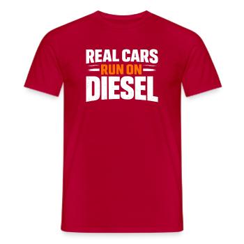 Real Cars Run on Diesel - Men's T-Shirt - red - Front - AI Model Male 178 dark (178cm)