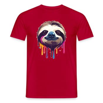 Faultier Neon Farbtropfen Illustration - Männer T-Shirt - Rot - Vorne - AI Model Male 178 dark (178cm)