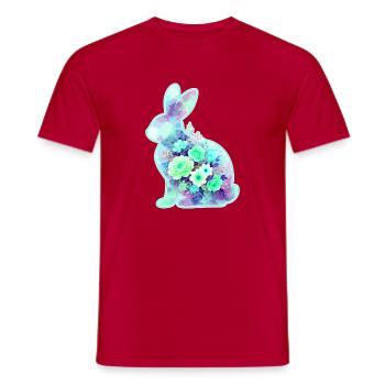 Hase Aquarell Blumen Ostern - Männer T-Shirt - Rot - Vorne - AI Model Male 178 dark (178cm)