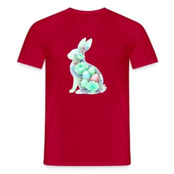 Hase Ostern Aquarell - Männer T-Shirt - Rot - Vorne - AI Model Male 178 dark (178cm)
