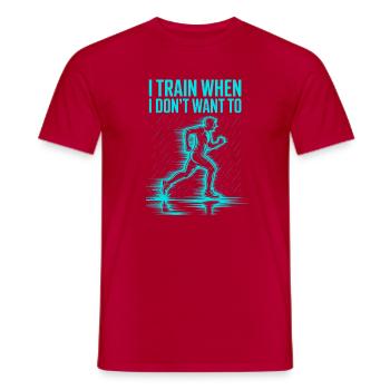 Ich trainiere auch, wenn ich keine Lust dazu habe – Läufer - Männer T-Shirt - Rot - Vorne - AI Model Male 178 dark (178cm)
