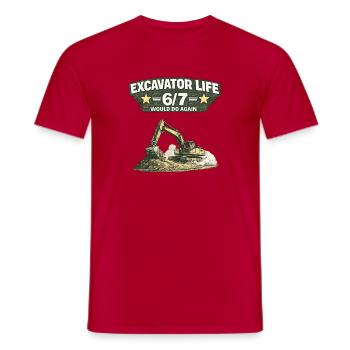 Excavator Life 6/7 Excavator Driver - Men's T-Shirt - red - Front - AI Model Male 178 dark (178cm)
