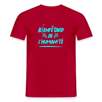 BIENFÊTARD DE L'HUMANITÉ - jeu de mots humour fête - T-shirt homme - rouge - Devant - AI Model Male 178 dark (178cm)