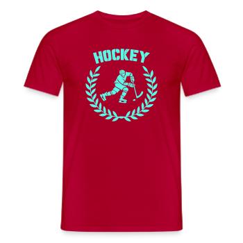 Eishockey Spieler mit Lorbeerkranz - Men's T-Shirt - red - Front - AI Model Male 178 dark (178cm)