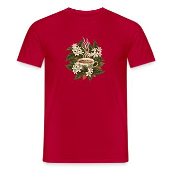 Kaffee Tasse Blumen Botanik - Männer T-Shirt - Rot - Vorne - AI Model Male 178 dark (178cm)