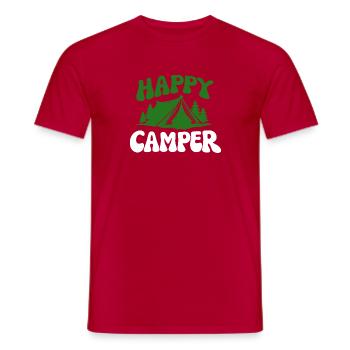 Fröhlicher Camper im Wald - Männer T-Shirt - Rot - Vorne - AI Model Male 178 dark (178cm)