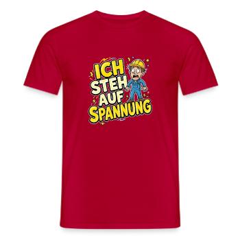 Ich steh auf Spannung Elektriker Spruch – Lustiges - Männer T-Shirt - Rot - Vorne - AI Model Male 178 dark (178cm)