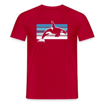 Orca in the ocean strip - Men's T-Shirt - red - Front - AI Model Male 178 dark (178cm)