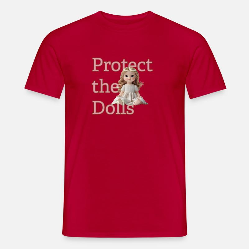 Cute Doll Looking Up – Minimal Design - Men's T-Shirt - red