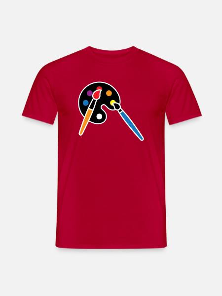 Malerei, Farbpalette, Pinsel, Kunst Symbol - Männer T-Shirt - Rot