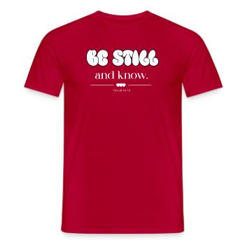 Be still and know bubble letters Psalm 46:10 - Men's T-Shirt - red - Front - AI Model Male 178 dark (178cm)