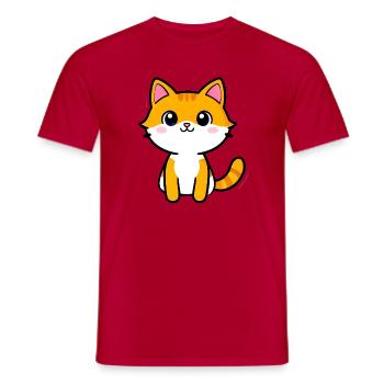 Kawaii Orange Kitten Cartoon - Men's T-Shirt - red - Front - AI Model Male 178 dark (178cm)