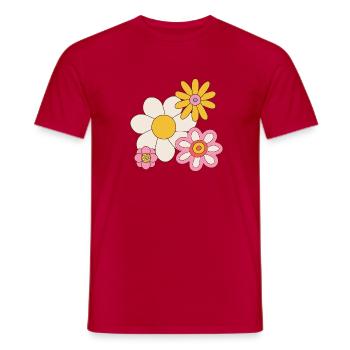 Retro Flower Power Graphic – Cute 70s Hippie  - Männer T-Shirt - Rot - Vorne - AI Model Male 178 dark (178cm)