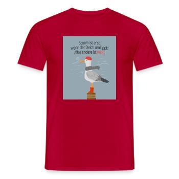Norddeutscher Humor Deich Sturm Wind Spruch - Männer T-Shirt - Rot - Vorne - AI Model Male 178 dark (178cm)