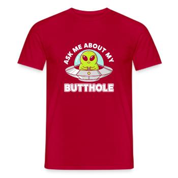 Außerirdischer UFO Humor Spruch - Männer T-Shirt - Rot - Vorne - AI Model Male 178 dark (178cm)
