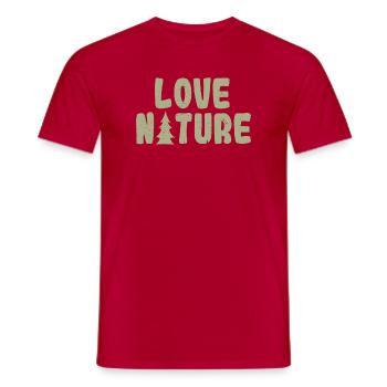 Love Nature – Minimal Outdoor Forest Design - Men's T-Shirt - red - Front - AI Model Male 178 dark (178cm)