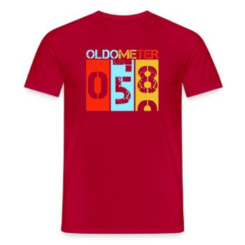 Oldometer 58 Retro Vintage Birthday Level Up - Men's T-Shirt - red - Front - AI Model Male 178 dark (178cm)