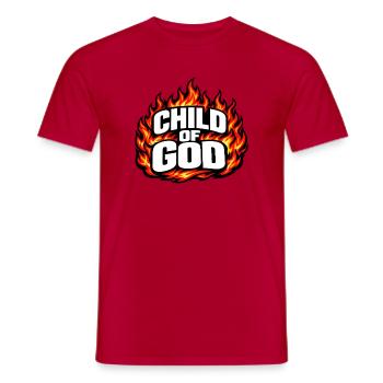 Child of God Flames Streetwear - Men's T-Shirt - red - Front - AI Model Male 178 dark (178cm)