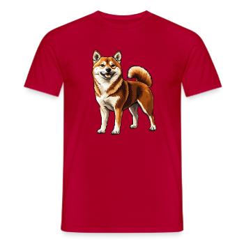 Shiba Inu Lächelnd - Männer T-Shirt - Rot - Vorne - AI Model Male 178 dark (178cm)