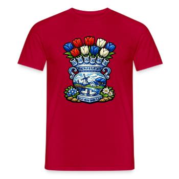 Delfter Vasen-Tulpen und Windmühle - Männer T-Shirt - Rot - Vorne - AI Model Male 178 dark (178cm)