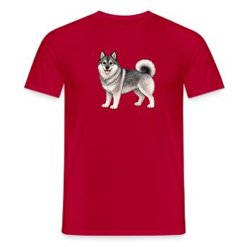 Friendly Norsk Elghund - Men's T-Shirt - red - Front - AI Model Male 178 dark (178cm)
