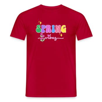 Spring Vibes: Colorful Blossoms, Spring - Men's T-Shirt - red - Front - AI Model Male 178 dark (178cm)