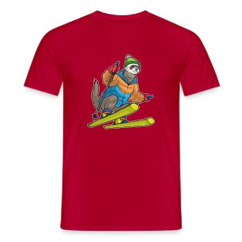Frettchen Skifahrer Ski Wintersport - Männer T-Shirt - Rot - Vorne - AI Model Male 178 dark (178cm)