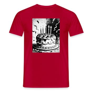 Monochromer Geburtstagskuchen Kerzen - Männer T-Shirt - Rot - Vorne - AI Model Male 178 dark (178cm)