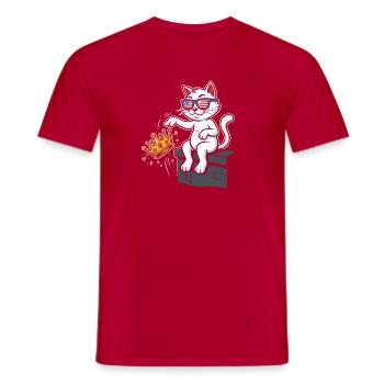 King cat with USA sunglasses - Men's T-Shirt - red - Front - AI Model Male 178 dark (178cm)