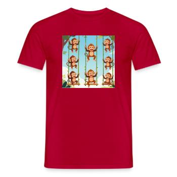 Schaukelnde Affen im Dschungel - Männer T-Shirt - Rot - Vorne - AI Model Male 178 dark (178cm)