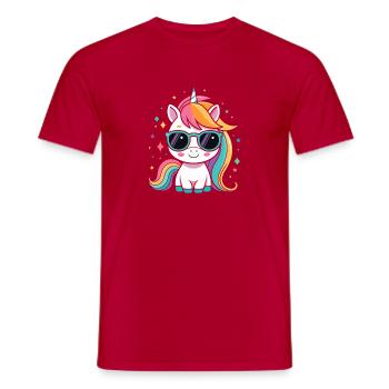 Licorne arc-en-ciel lunettes soleil - T-shirt homme - rouge - Devant - AI Model Male 178 dark (178cm)
