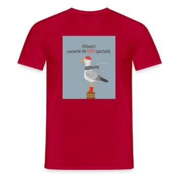 Mittwoch Immerhin Die Hälfte Ist Geschafft Poster - Männer T-Shirt - Rot - Vorne - AI Model Male 178 dark (178cm)