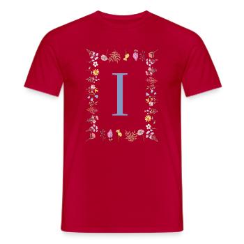 Florale Initial "I" Blumenmonogramm - Männer T-Shirt - Rot - Vorne - AI Model Male 178 dark (178cm)