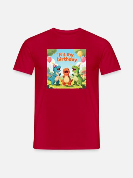 Fête d’anniversaire Dino : C’est mon anniversaire - T-shirt homme - rouge