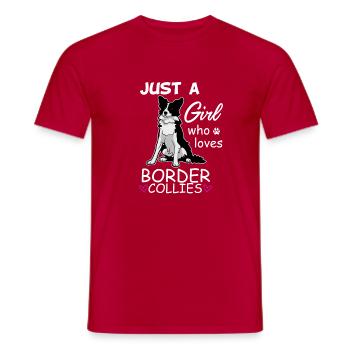 Juste une fille qui adore l’art canin des Border Collies - T-shirt homme - rouge - Devant - AI Model Male 178 dark (178cm)